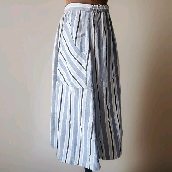 Anthropologie Akemi + Kin Luria Midi Striped Skirt Pockets Retro Size XS Linen - Picture 3 of 8